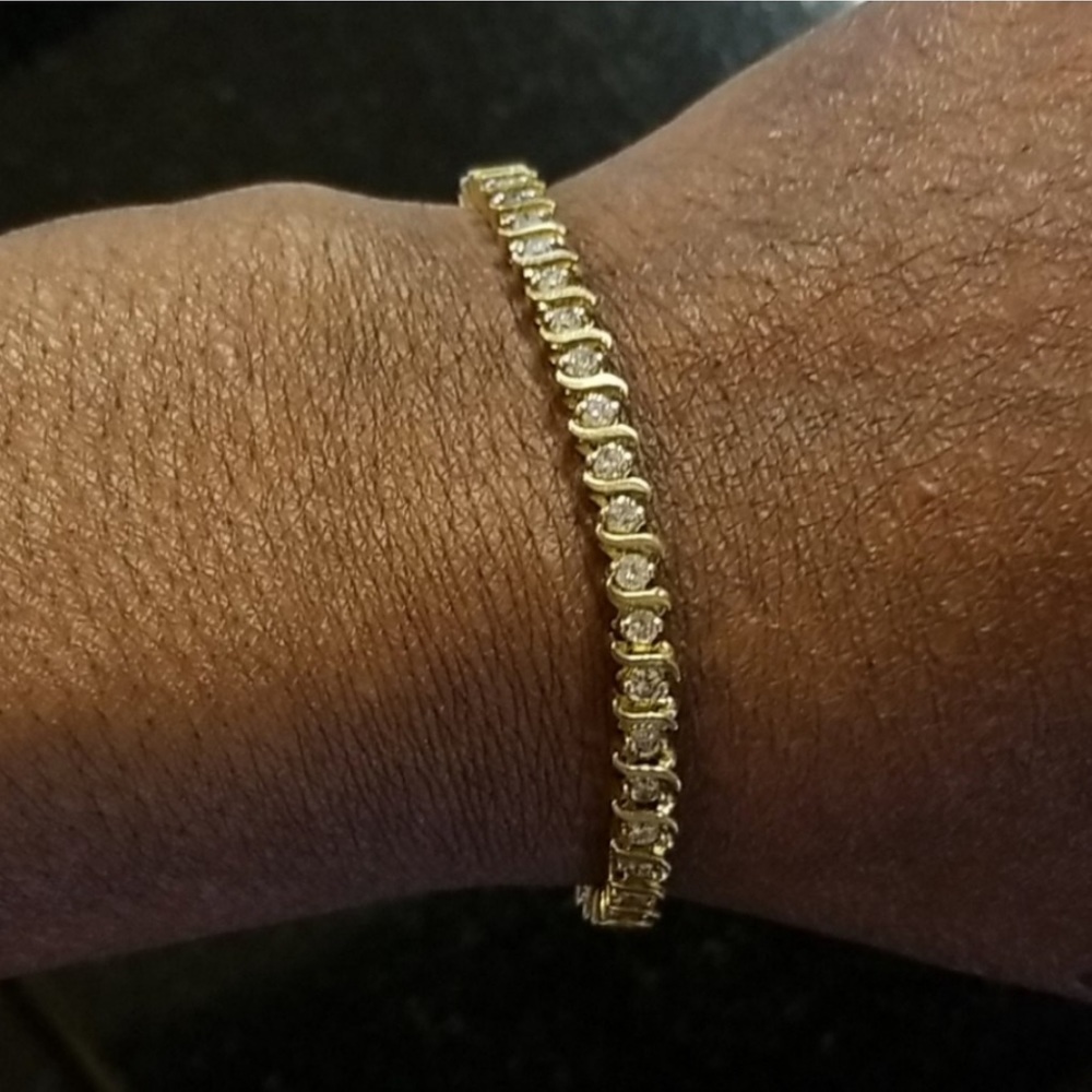 Stunning 14k  4.26ct tw Natural Diamond 6mm S-Link Tennis Bracelet 14k Gold - Picture 4 of 10